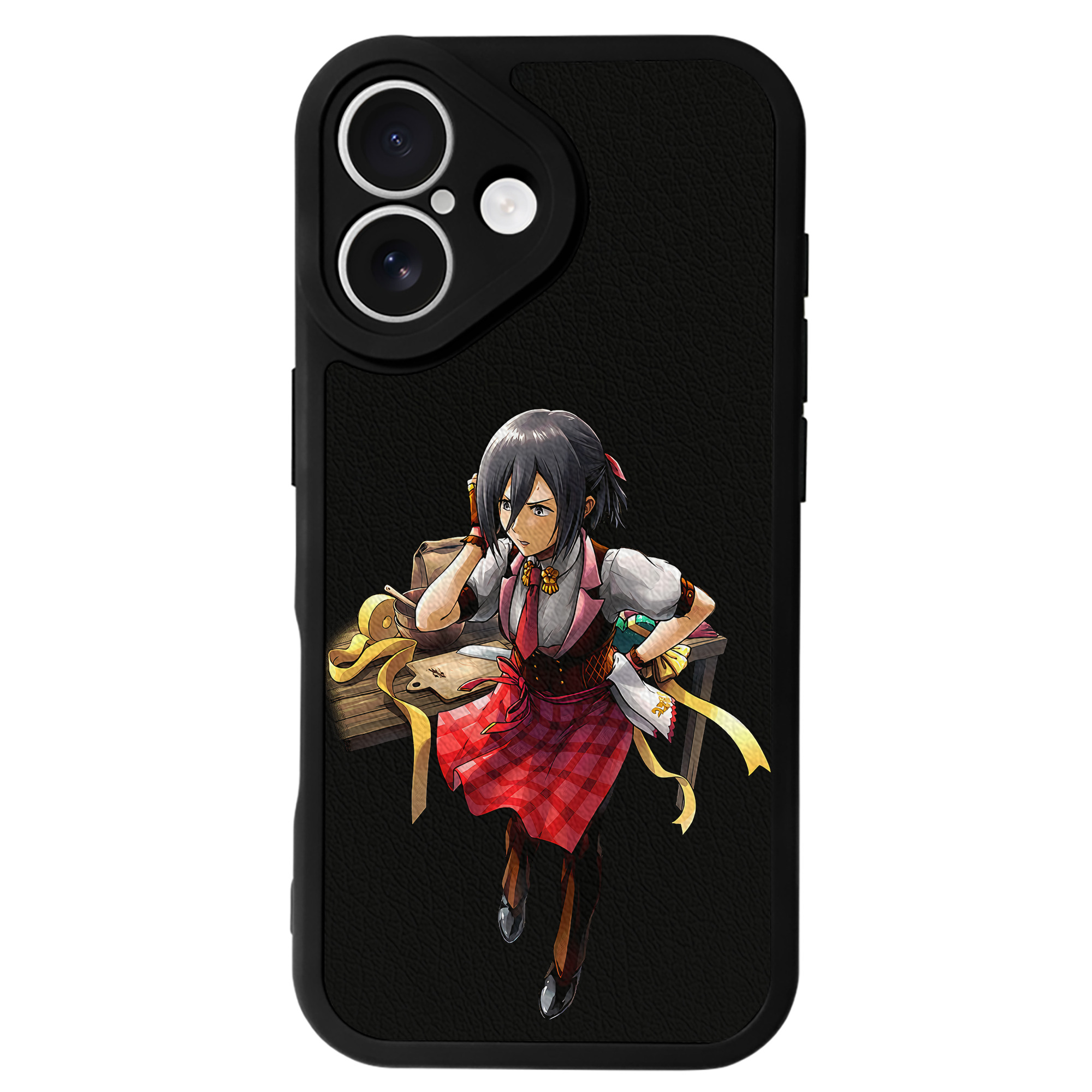 （画像用） 進撃の巨人 ミカサ·アッカーマン Attack on Titan Mikasa Ackerman 【iPhone 16シリーズ対応】シリコンスマホケース（レザー調） 材質：シリコン